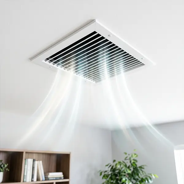 Professional air vent cleaning inspection in a Conroe Texas home