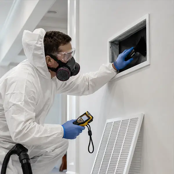 Technician providing complete mold removal services in Conroe Texas