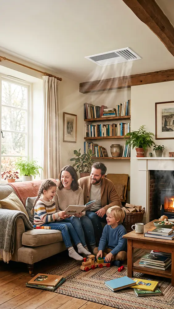 Indoor air quality technician using professional cleaning equipment in Conroe Texas