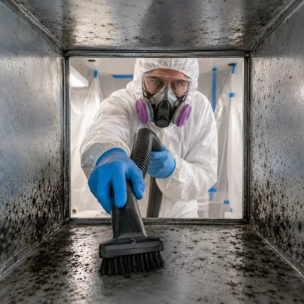 Professional technician performing mold removal in Conroe Texas