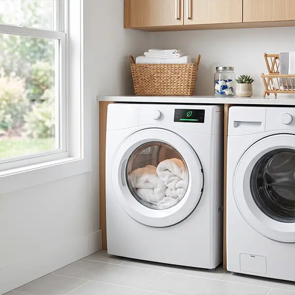 Professional dryer vent cleaning inspection in a Conroe Texas home